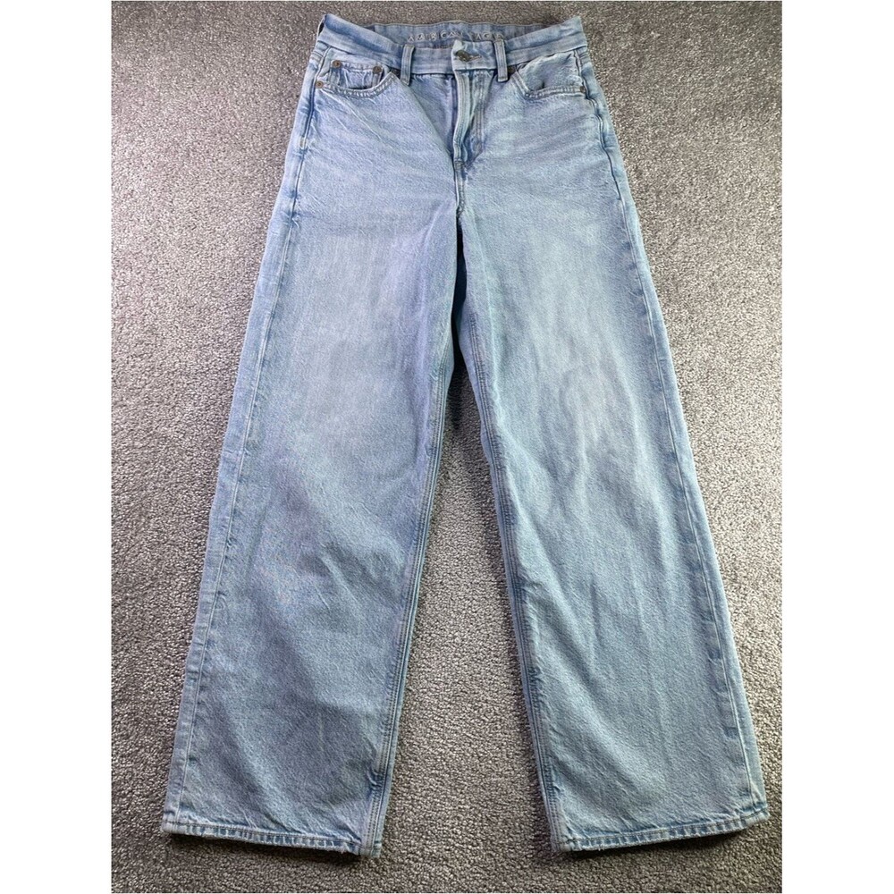 American Eagle Jeans Women’s 0 Short Curvy Super High-Waisted Baggy Straight
